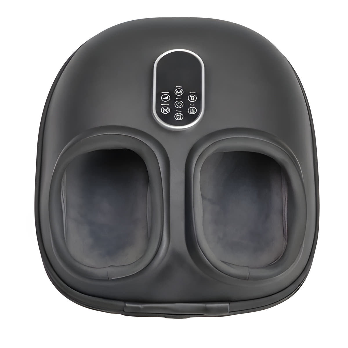 Electric foot massager top view with heat glow on white background