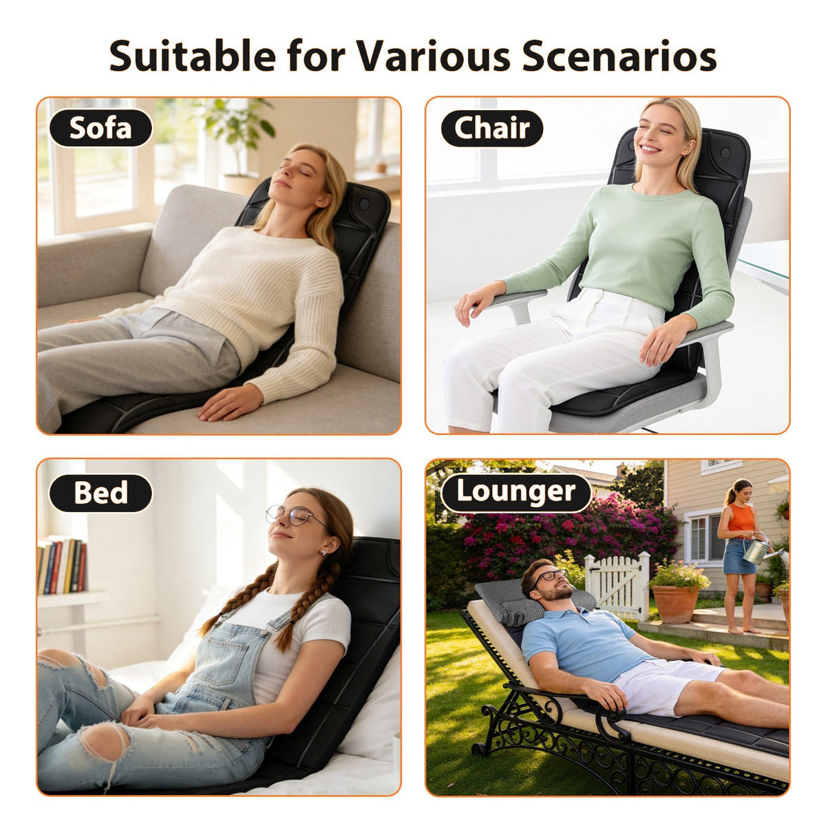 Full Body Massage Mat with Heat – Foldable Vibrating Massage Pad with 10 Motors, 9 Modes and Timer for Home and Car, Black