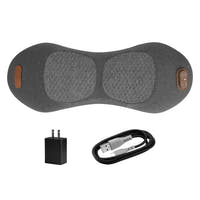 Back massager pillow with heat, power adapter and USB-C cable on white background