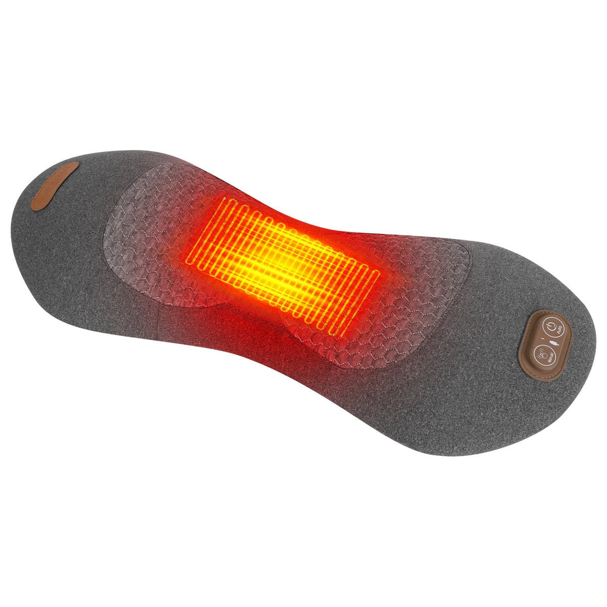 Back massager pillow with heating zone glowing