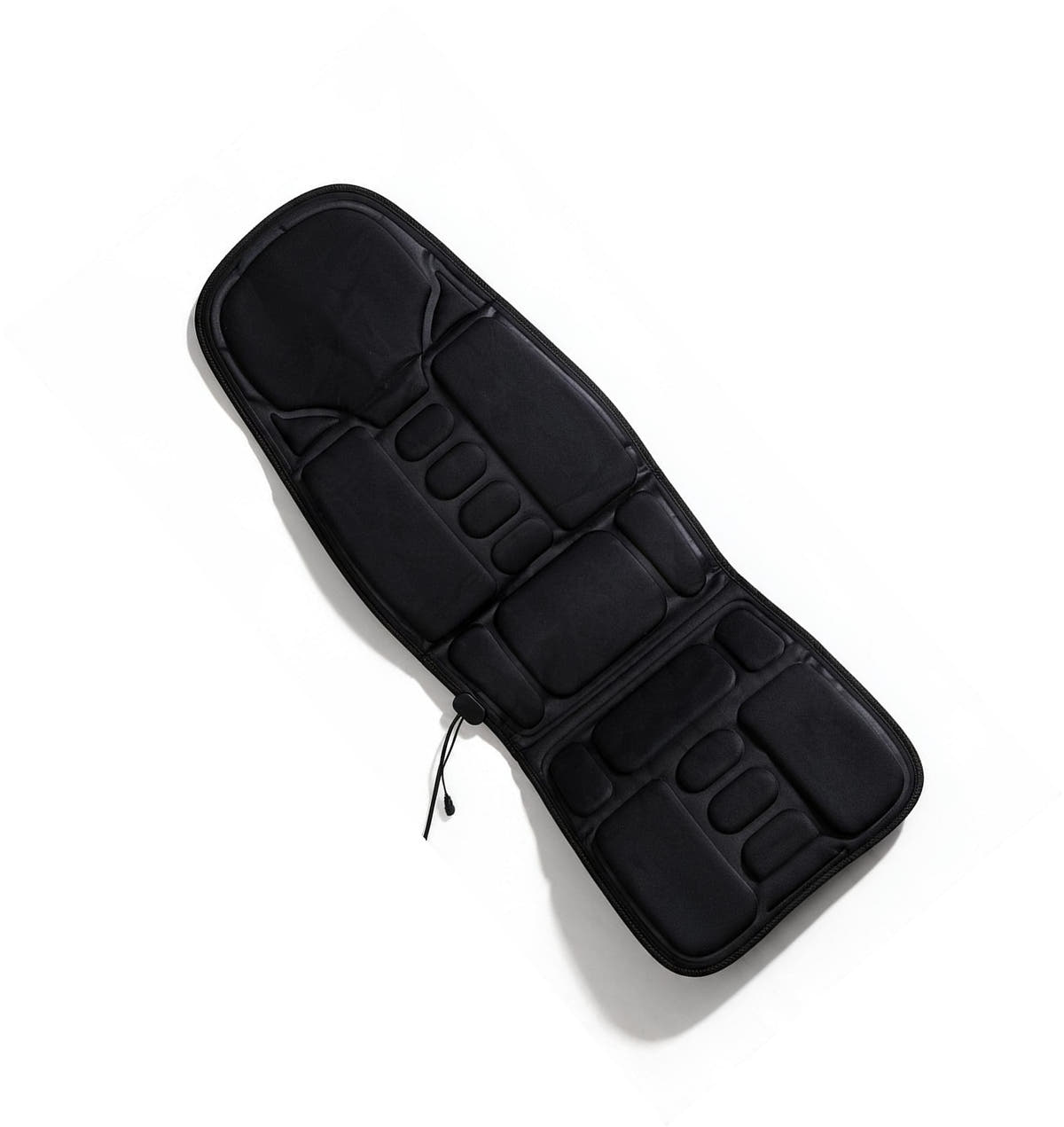 Car seat massager cushion laid flat at an angle, full cushion visible, white background