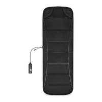 Black full body massage mat with heat and handheld controller, top view on white background