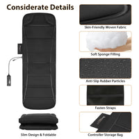 Full Body Massage Mat with Heat – Foldable Vibrating Massage Pad with 10 Motors, 9 Modes and Timer for Home and Car, Black