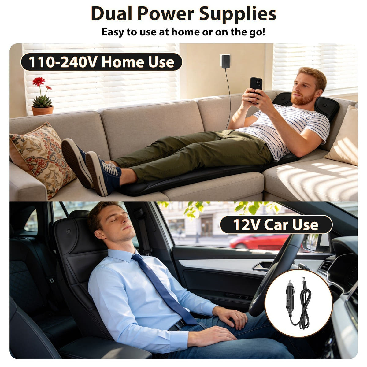 Full Body Massage Mat with Heat – Foldable Vibrating Massage Pad with 10 Motors, 9 Modes and Timer for Home and Car, Black
